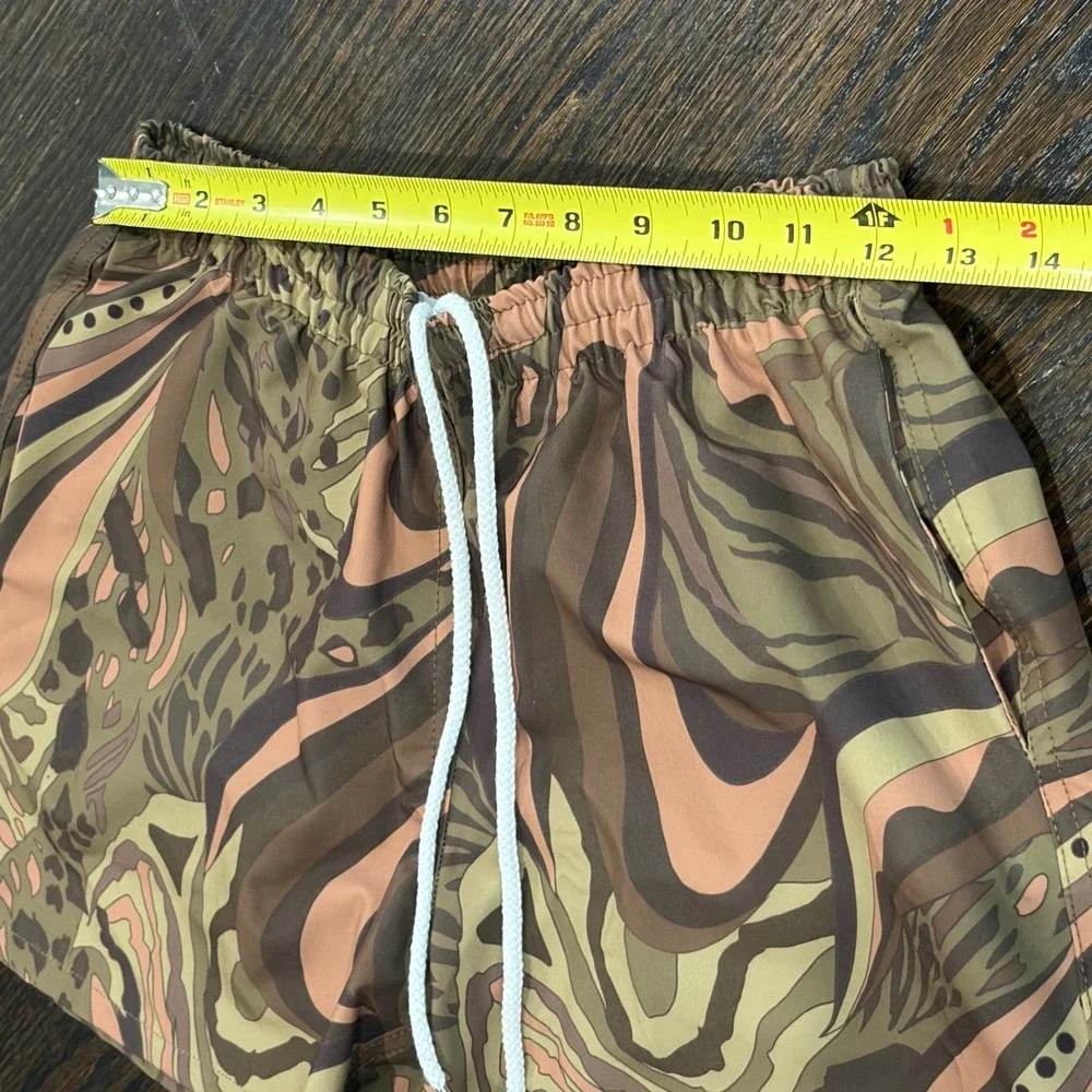 Skate Nick Swim Trunks Mens XS Brown Escondido Abstract Mesh Lining Resort